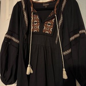 Shyanne Black and Orange Embroidered Blouse